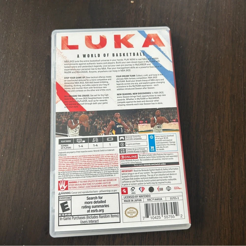 Nintendo Switch NBA 2K 22 Luka Doncic Edition game